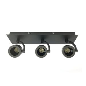 Foco Sobrepuesto Komo 3 Luces Negro Mate