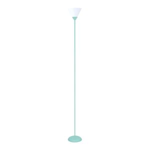 Lámpara Pie Antorcha Vástago Verde Menta Y Pantalla Blanca