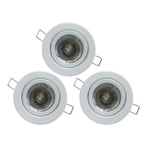Pack X3 Foco Empotrado GU10 Metal Niquel Con Conectores