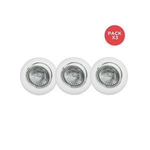 Pack 3 Foco Empotrado Basculante Aluminio Blanco