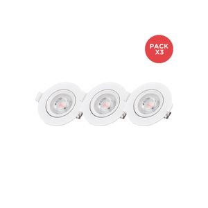 Pack 3 Focos Empotrado Basculante LED 5W Luz Cálida
