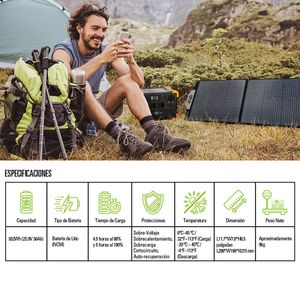 Pack Estación de Energia 1200W + Panel Solar 100W BP ENERGIA