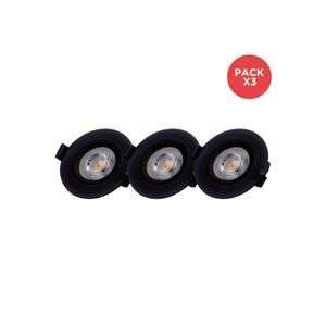 Pack 3 Focos Empotrados Basculante LED 5W Luz Cálida Negro