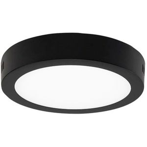 Panel Led Circular 12W Luz Cálida Sobrepuesto Negro