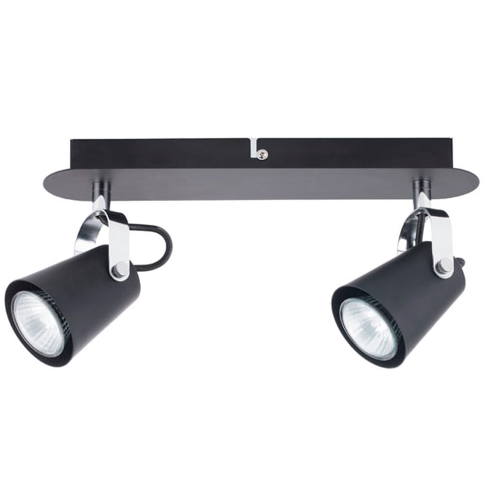 Foco Sobrepuesto Aurus 2 Luces Negro Mate