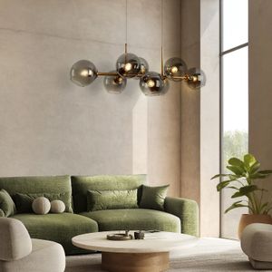 Lámpara Colgante Bubble Dorada Vidrio Ahumado