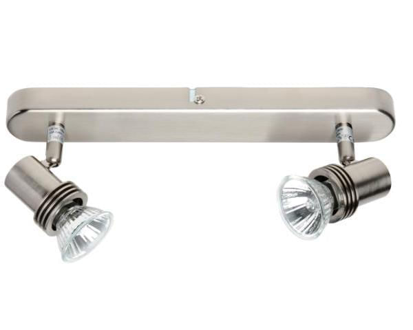 Foco Sobrepuesto Hat 2 Luces Níquel Mate